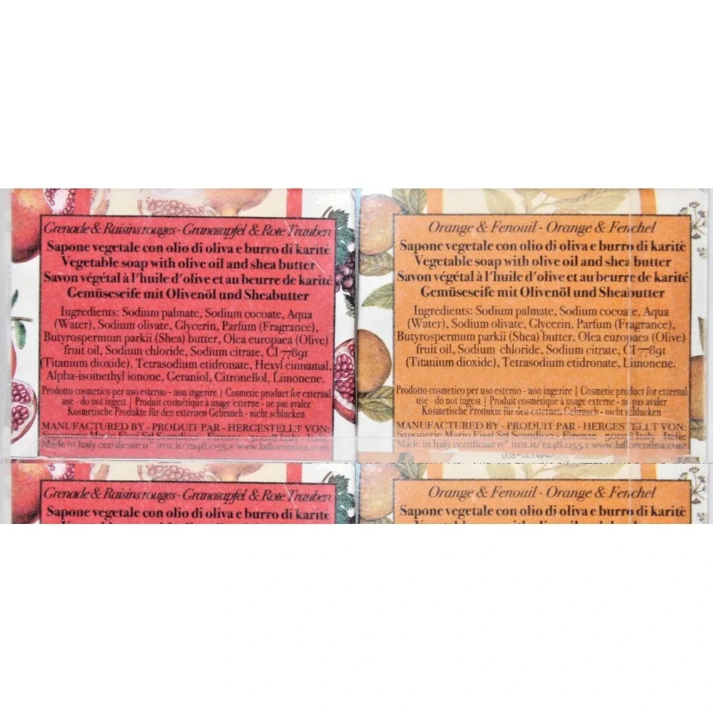 La Florentina 6 bars 3.7 oz ea NIB 6 scents Italian